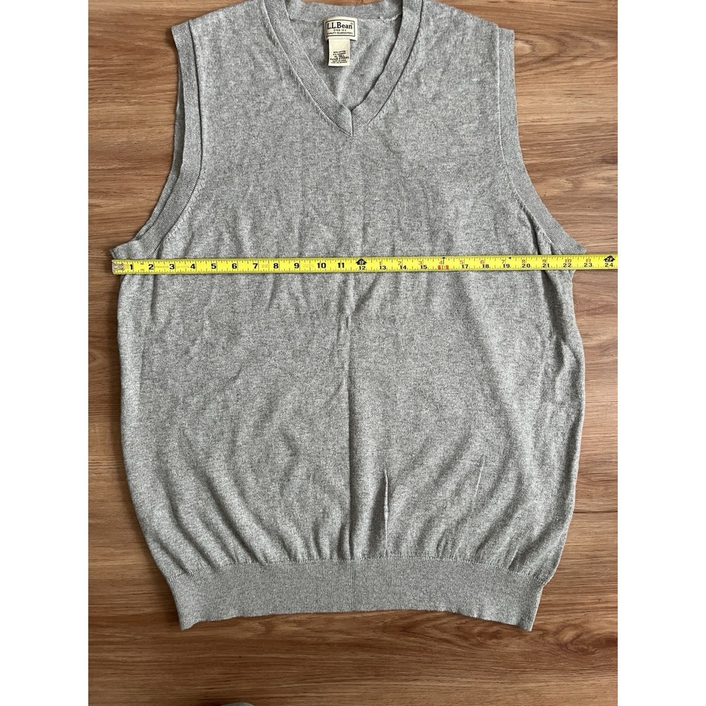 LL Bean Sweater‎ Vest Mens XL Tall Gray Cotton Cashmere Blend V Neck Pullover - Picture 5 of 5
